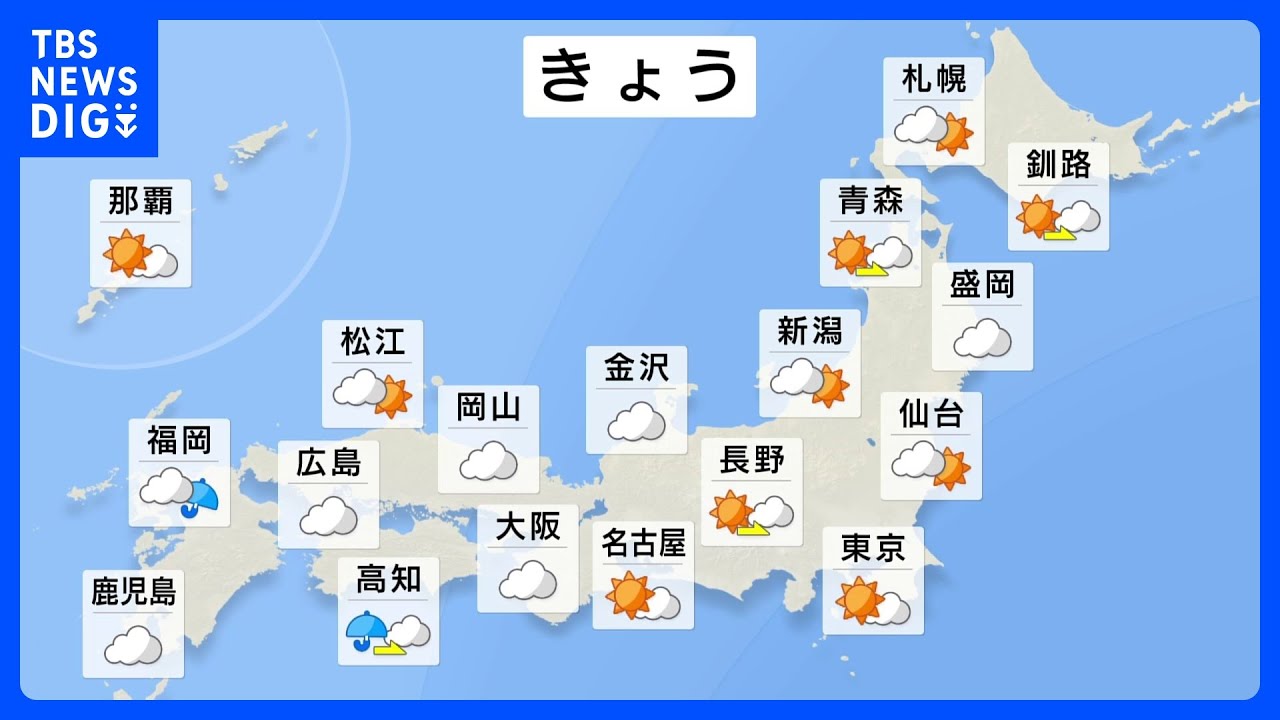 【8月18日&nbsp;今日の天気】週末にかけて急な激しい雷雨や突風などに注意　東京都心は記録的で危険な残暑予想｜TBS&nbsp;NEWS&nbsp;DIG