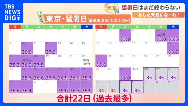 【8月31日 関東の天気】猛暑日は終わらない｜TBS NEWS DIG
