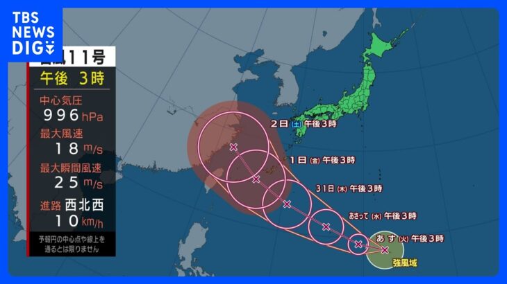 【台風9号・10号・11号進路情報】全国的に晴れ　九州から東北は猛暑日になる所も　台風11号発生　今後の動きに注意｜TBS NEWS DIG