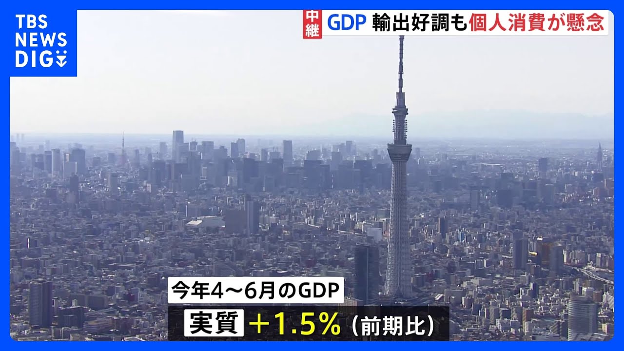 GDP年率6.0%のプラス成長 「個人消費」は落ち込みで“海外頼み”鮮明に|TBS NEWS DIG