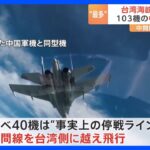 台湾海峡で“過去最多” 103機の中国軍機を確認　うち40機は“事実上の停戦ライン”を越えて飛行｜TBS NEWS DIG