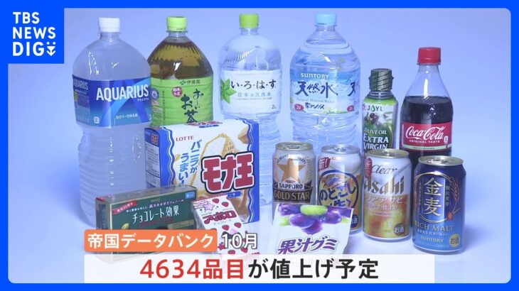 “値上げの秋”10月は4600品目値上げ　1月から10月末までの食品の値上げは3万品目を超える見通し｜TBS NEWS DIG