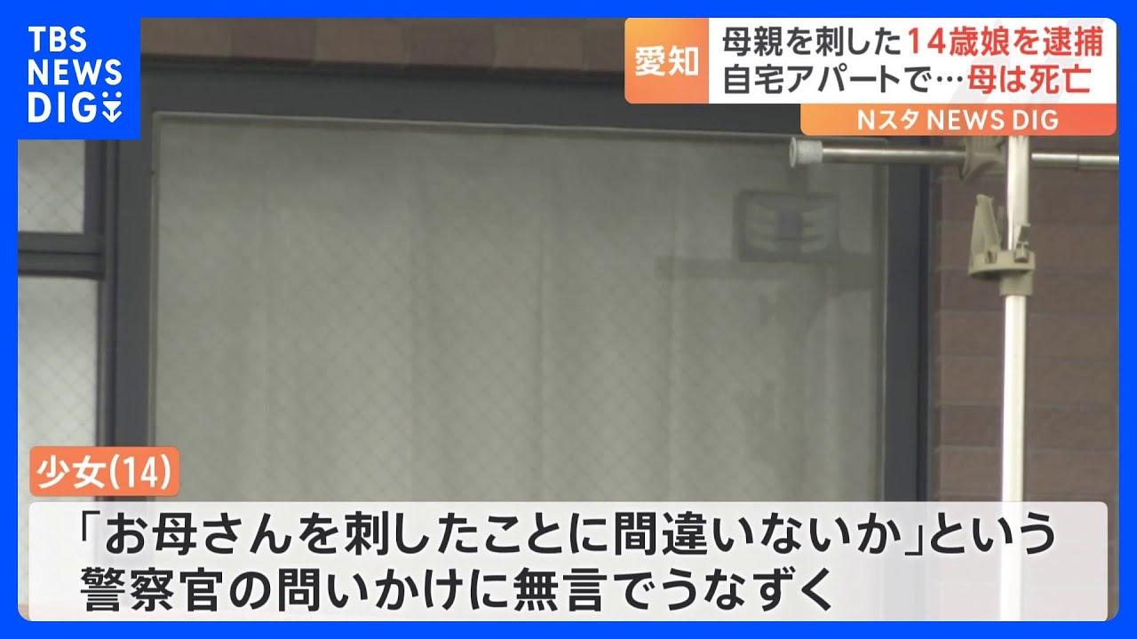 14歳娘が40歳母親を包丁で刺す･･･母は死亡　少女は警察の問いかけに無言でうなずく｜TBS&nbsp;NEWS&nbsp;DIG