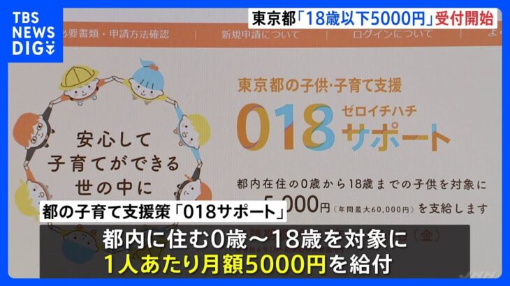 東京都　18歳以下の子どもに月額5000円給付「018サポート」申請受付開始｜TBS NEWS DIG