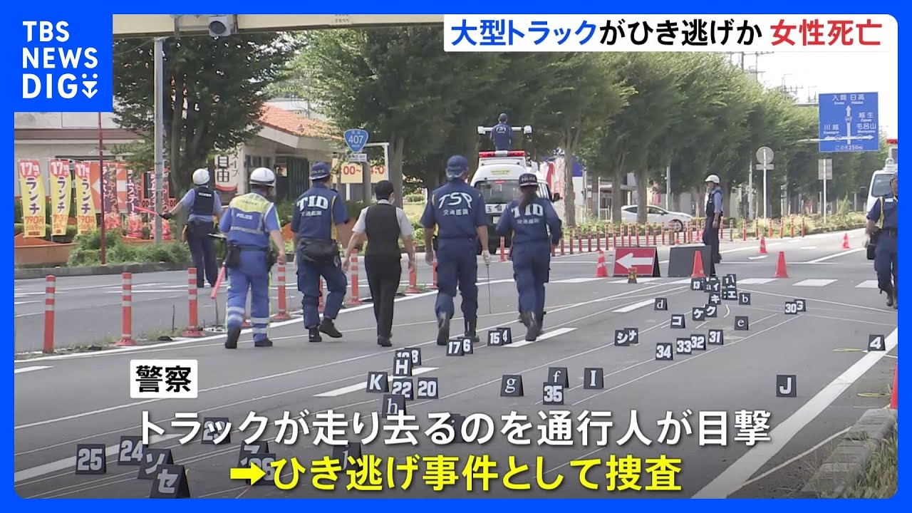ひき逃げか　20代とみられる女性が死亡　大型トラックが走り去る目撃情報も　埼玉・鶴ヶ島市｜TBS&nbsp;NEWS&nbsp;DIG
