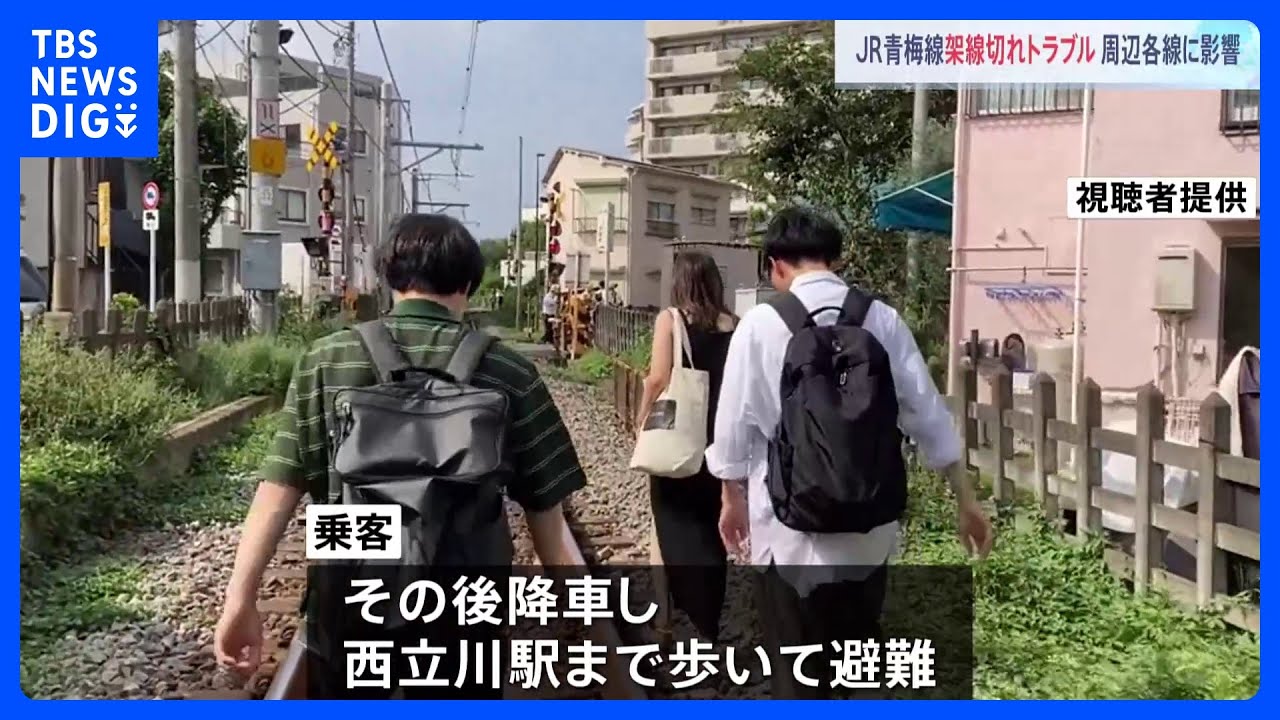 乗客650人が線路を歩き避難　「架線切断」で電車が走行不能に　JR青梅線・五日市線は運転見合わせ｜TBS&nbsp;NEWS&nbsp;DIG