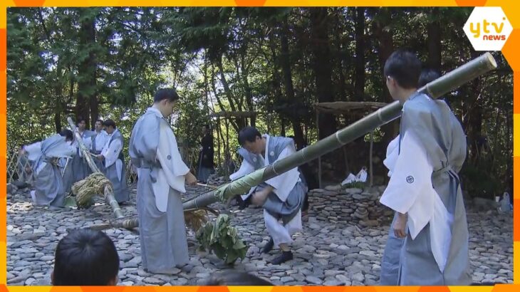 芋の長さで豊作を占う「芋競べ祭り」４年ぶり開催　酔っ払った仕草で測り比べる　滋賀・日野町