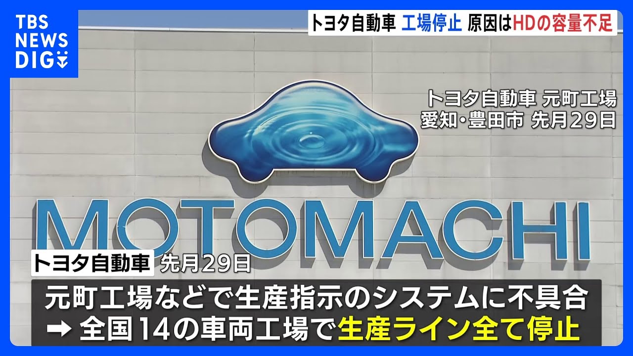 トヨタ&nbsp;工場ストップの原因は「保守点検で使ったディスクの容量不足」｜TBS&nbsp;NEWS&nbsp;DIG