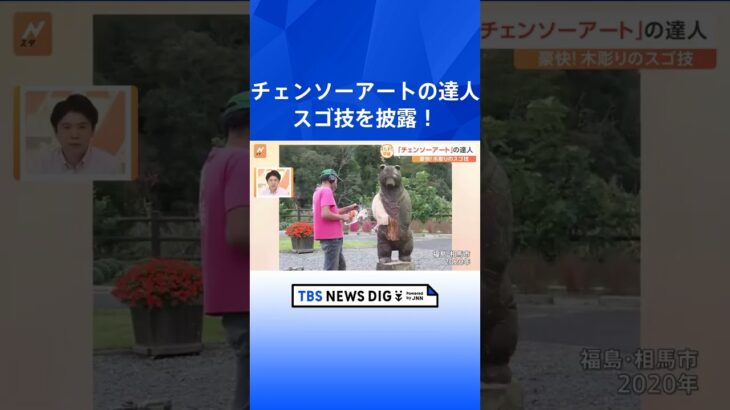 木を豪快に彫って作品に…「チェンソーアート」の達人がスゴ技を生披露！繊細な部分まで表現して出来た作品は？｜TBS NEWS DIG #shorts