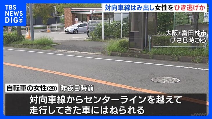 対向車線はみ出し女性をひき逃げか　女性は頭の骨を折る重傷　逃げた車は白っぽいセダンタイプ｜TBS NEWS DIG