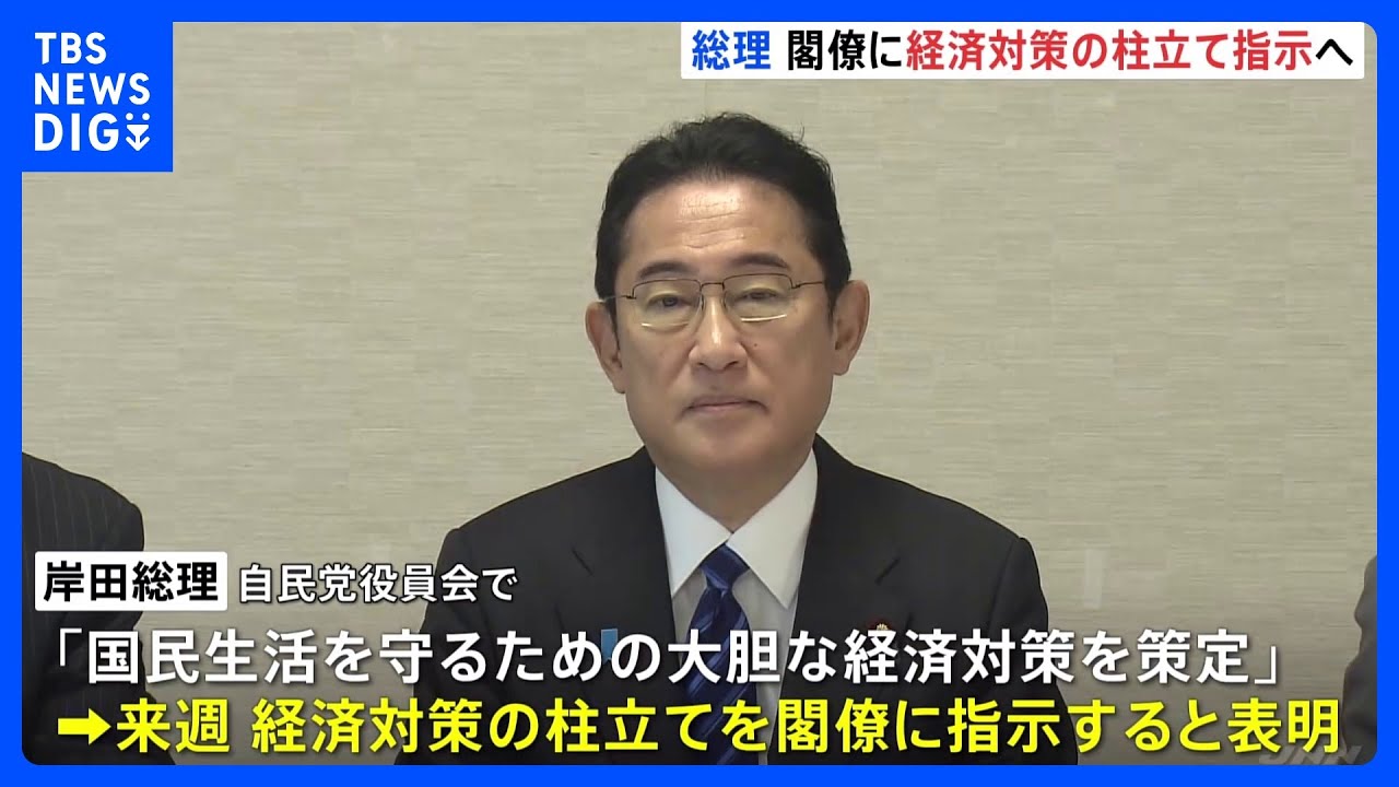 来週、総理が閣僚に経済対策の柱立て指示　来月中の取りまとめへ｜TBS&nbsp;NEWS&nbsp;DIG