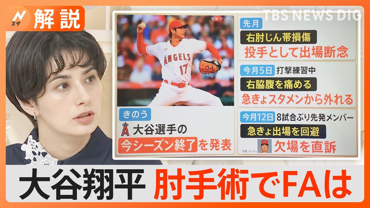大谷翔平、契約金“約740億円”予想も！右肘の手術でFAどうなる？【Nスタ解説】｜TBS&nbsp;NEWS&nbsp;DIG