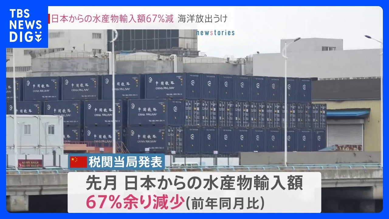 中国8月の日本水産物輸入&nbsp;去年比67%余り減　処理水放出受けた日本産水産物輸入の全面禁止が影響｜TBS&nbsp;NEWS&nbsp;DIG