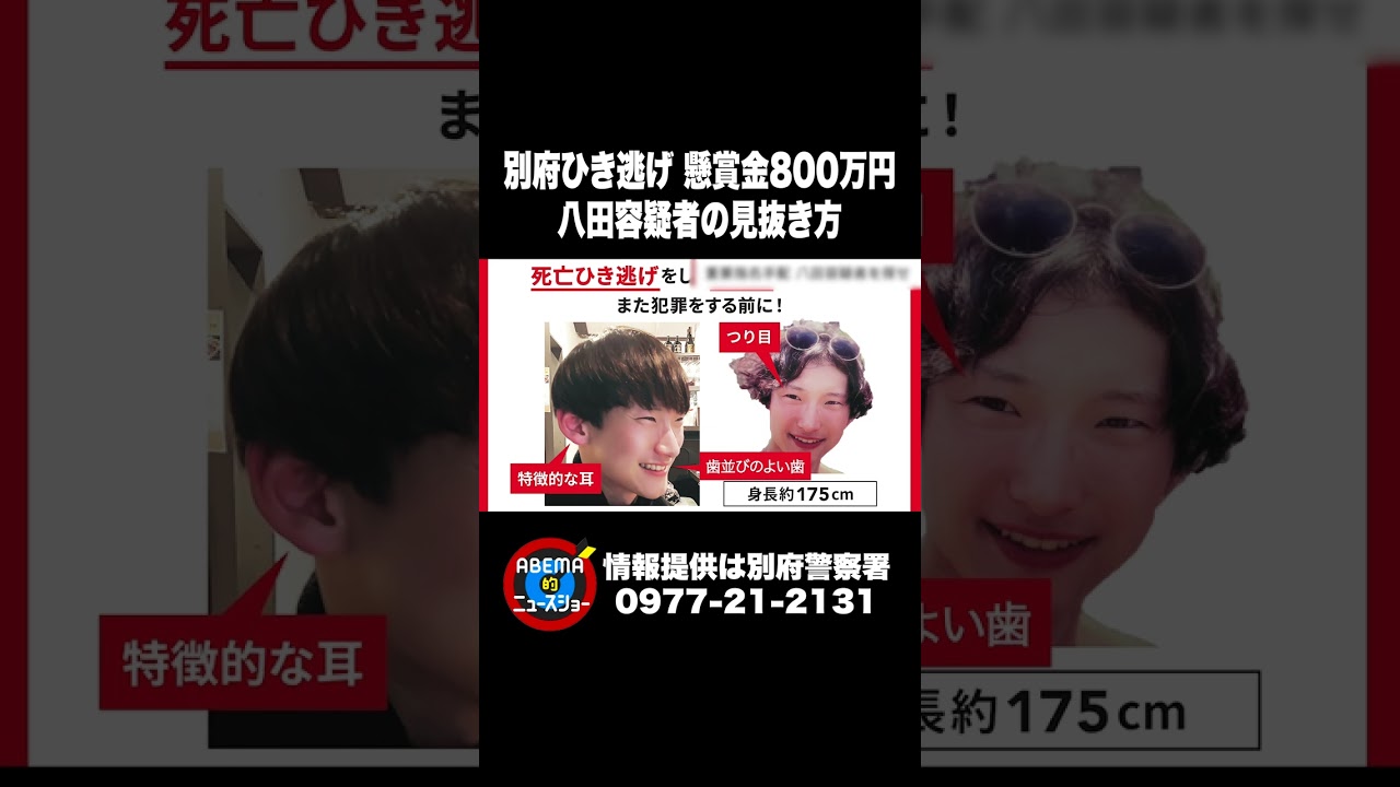 別府ひき逃げ 懸賞金800万円 八田容疑者の見抜き方 #ABEMA的ニュースショー #shorts