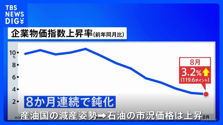 8月の企業物価指数　前年同月比30か月連続で上昇も8か月連続で伸び鈍化 ｜TBS NEWS DIG