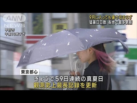 9月に入っても収まらない暑さ　東北南部～近畿で猛暑日続出(2023年9月2日)