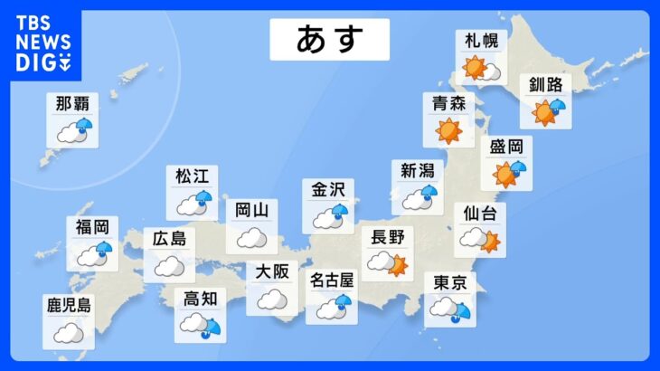 【9月21日 明日の天気】関東から九州でくもりや雨　週末は北から秋の乾いた空気に｜TBS NEWS DIG