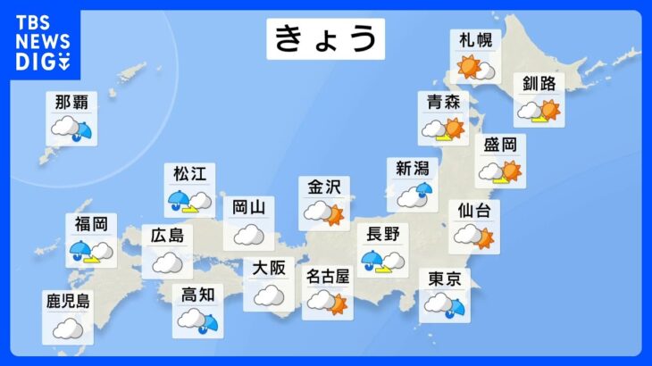 【9月22日 今日の天気】関東から西は雨　秋雨前線南下　北日本は天気回復　北から秋の空気に｜TBS NEWS DIG