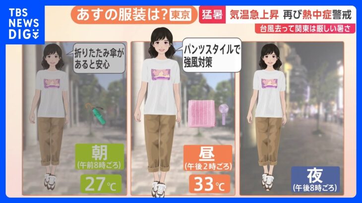 【9月9日 関東の天気】気温急上昇 9日はTシャツの出番｜TBS NEWS DIG