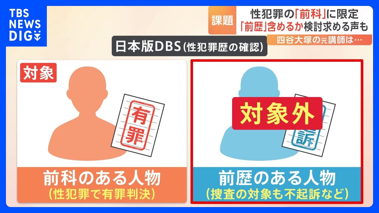 性犯罪歴を確認「日本版DBS」 学校など導入を“義務づけ”の一方で不起訴など「前歴」含めず こども家庭庁・有識者会議|TBS NEWS DIG