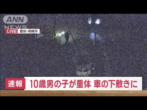 【速報】10歳の男の子が車の下敷きに 意識不明の重体 運転の女逮捕　愛知・岡崎市(2023年10月11日)