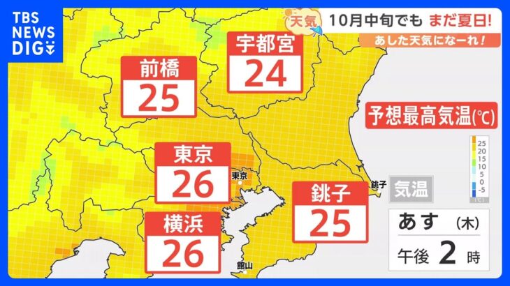 【10月19日 関東の天気】あすも秋晴れ 洗濯チャンス｜TBS NEWS DIG