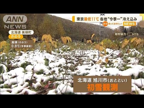 各地で“今季一番”冷え込み…東京は最低気温11.5℃【知っておきたい！】(2023年10月23日)