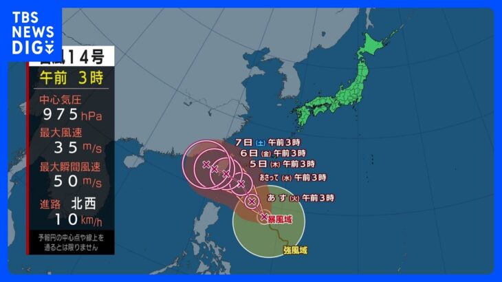 【台風14号進路情報】太平洋側で広く秋晴れ　台風14号　週中頃　沖縄の南へ近づく｜TBS NEWS DIG