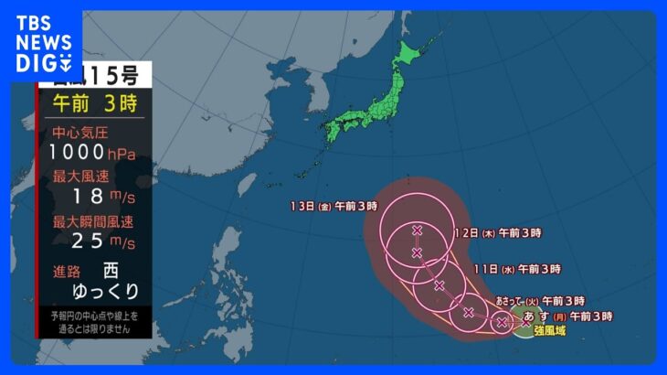 【台風15号進路情報】天気は西から下り坂　雨で気温が上がらず肌寒い　北日本は晴天｜TBS NEWS DIG