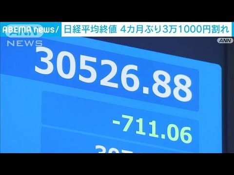 日経平均株価　約4カ月ぶり3万1000円下回る　長期金利は約10年2カ月ぶり高水準に(2023年10月4日)