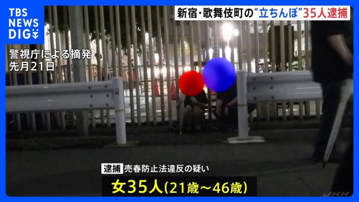 新宿・歌舞伎町の路上で売春の客待ちをする“立ちんぼ”　1か月で35人の女を逮捕　警視庁が対策強化｜TBS NEWS DIG