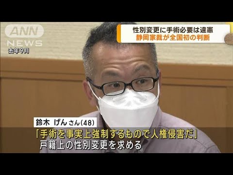 性別変更に手術必要は違憲　静岡家裁が全国初の判断(2023年10月13日)