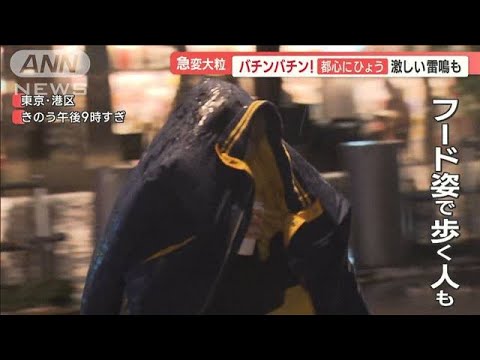 都心で“ひょう”　雨で流され…道路は“白い川”状態に　東京で1時間30ミリ超えの雨【羽鳥慎一 モーニングショー】(2023年10月26日)