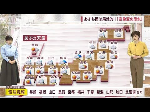 【全国の天気】あすも「ひょう・竜巻注意」 広範囲で不安定(2023年10月26日)