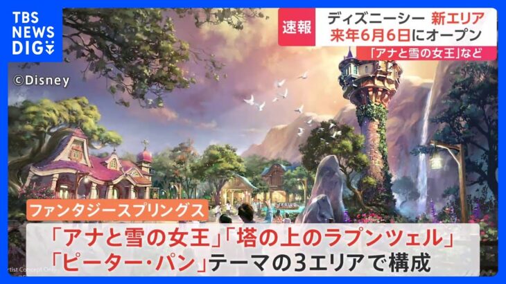 東京ディズニーシー新エリア「ファンタジースプリングス」来年6月6日にグランドオープン　“アナ雪”など3つのエリアで構成｜TBS NEWS DIG