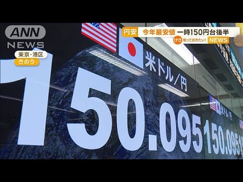 じわじわ円安…今年の最安値更新　日米の金利差で　専門家「為替介入の可能性」【知っておきたい！】(2023年10月27日)