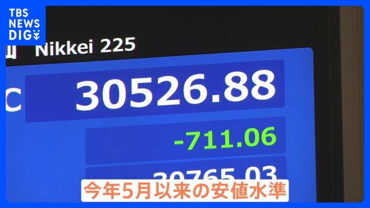 日経平均株価 711円値下がり 終値は5か月ぶりの安値水準　米経済の先行き懸念が高まり幅広い銘柄に売り注文｜TBS NEWS DIG