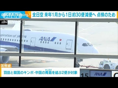 全日空　来年1月から国内線・国際線 1日計30便減便へ(2023年10月31日)