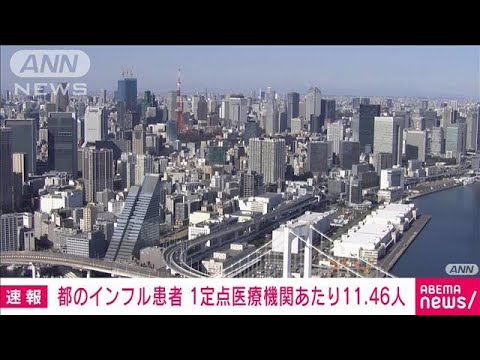 【速報】東京都のインフルエンザ　1定点医療機関あたり11.46人　前週から減少(2023年11月16日)