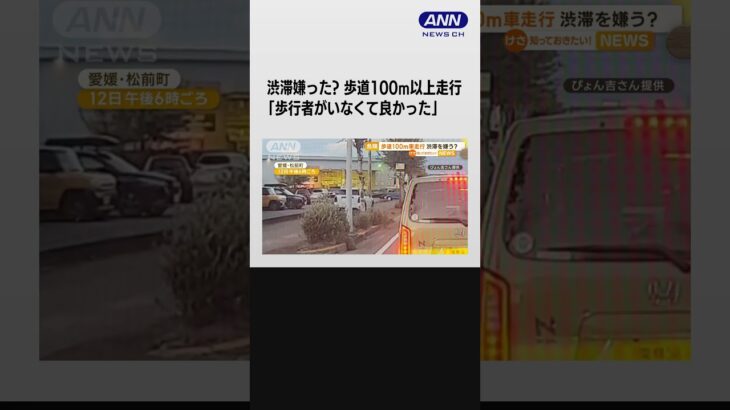 「どこ行くん？」車が歩道100m以上走行　目撃者「歩行者がいなくて良かった」 #shorts