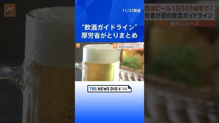 “女性はビール1日500mlまで？”初の“飲酒に関するガイドライン”をとりまとめ　アルコール量を把握し健康に配慮した飲酒を　厚労省  | TBS NEWS DIG #shorts