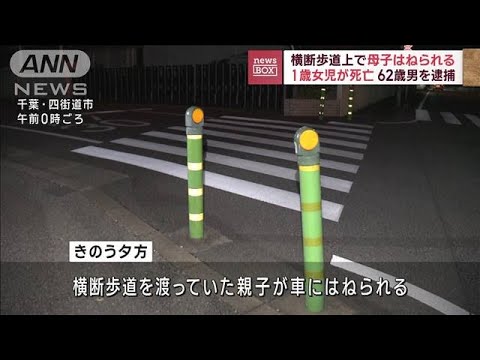 横断歩道上で母子はねられ…1歳女児が死亡　62歳男を逮捕(2023年11月14日)