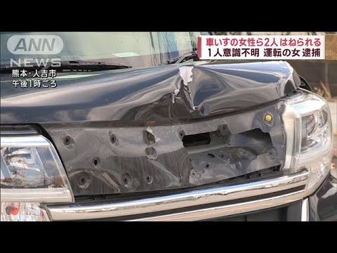 車いすの女性ら2人はねられ夫が意識不明に　運転の女逮捕　熊本・人吉市(2023年11月18日)