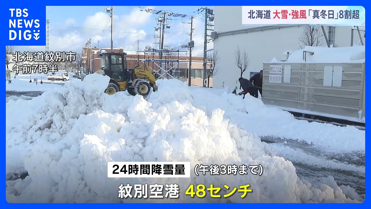 北海道では本格的な雪や吹雪 48センチの大雪も 8割の観測地点で真冬日か|TBS NEWS DIG