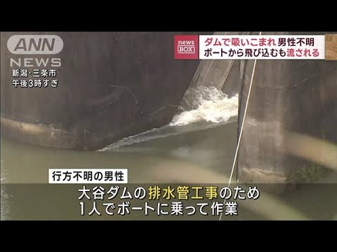 ダムで吸い込まれ工事の男性不明　ボートから飛び込むも流される(2023年11月14日)