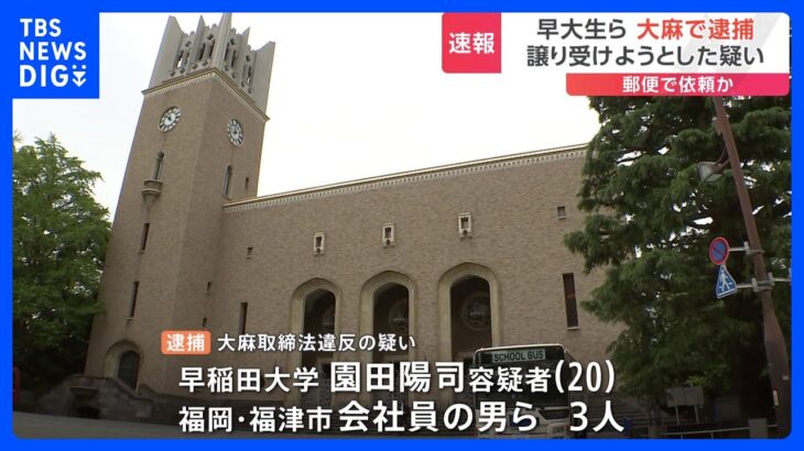 早稲田大学運動部の学生寮に住む学生らが大麻所持の疑いで逮捕｜TBS NEWS DIG