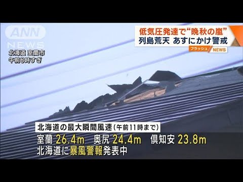 低気圧発達で“晩秋の嵐”列島荒天　北海道で屋根はがれる被害も　あすにかけ警戒(2023年11月17日)