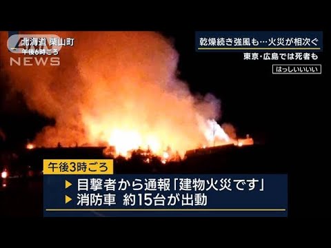 連日の晴天で乾燥続き…強風も　全国各地で火災相次ぐ　北海道・東京・広島では死者も(2023年11月20日)