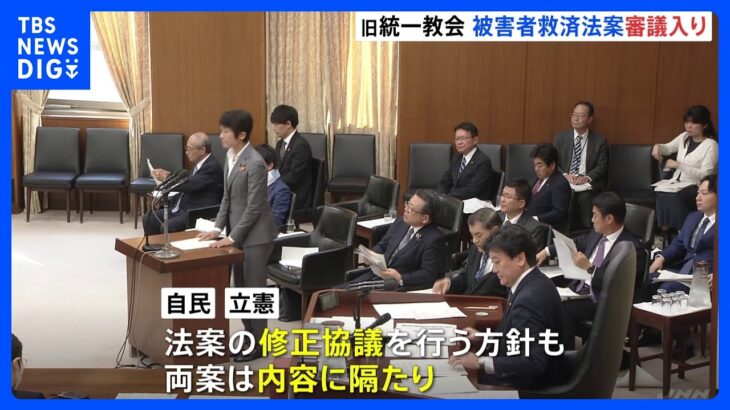 【速報】旧統一教会めぐる被害者救済法案が審議入り　「自・公・国」と「立・維」の2案を議論｜TBS NEWS DIG