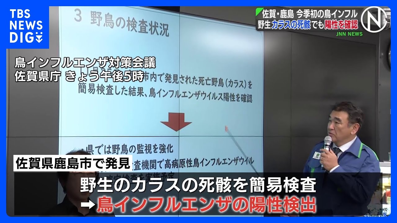 佐賀・鹿島&nbsp;今季初の鳥インフル&nbsp;野生カラスの死骸でも陽性を確認　｜TBS&nbsp;NEWS&nbsp;DIG